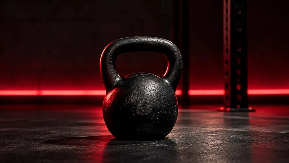 Kettlebell under red neon light