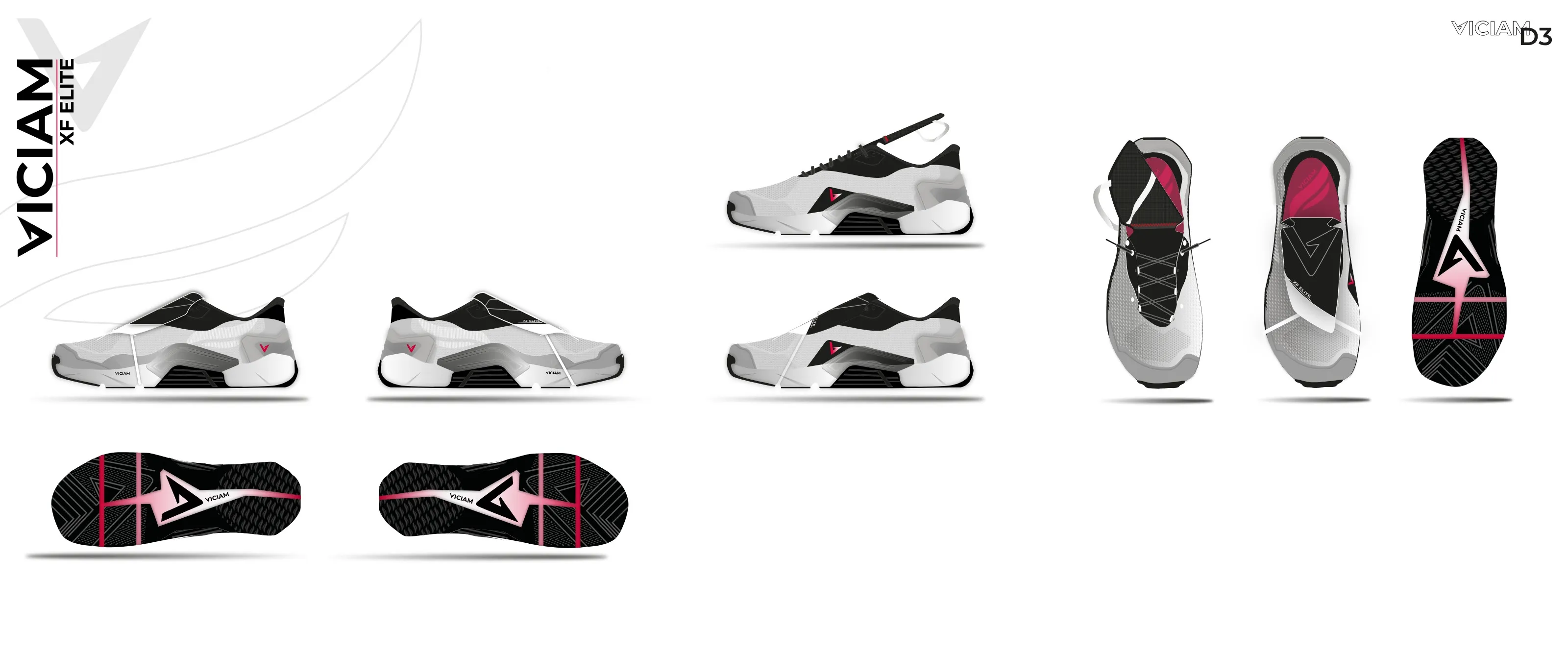 VICIAM XF Elite: all views of the design (side, open, top and outsole)